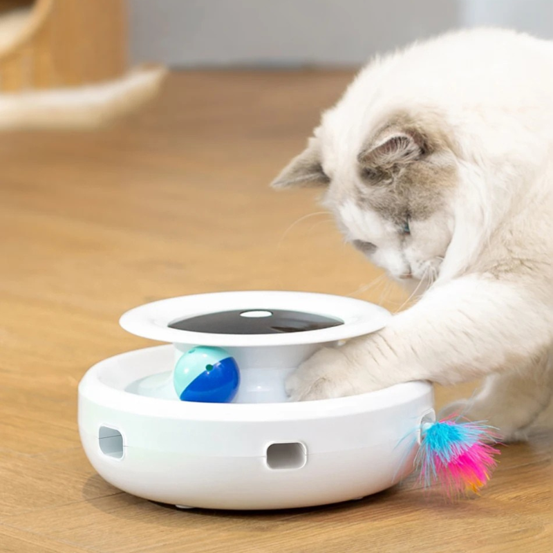 2 in 1 Smart Cat Toys Automatic Feather Fun Ball