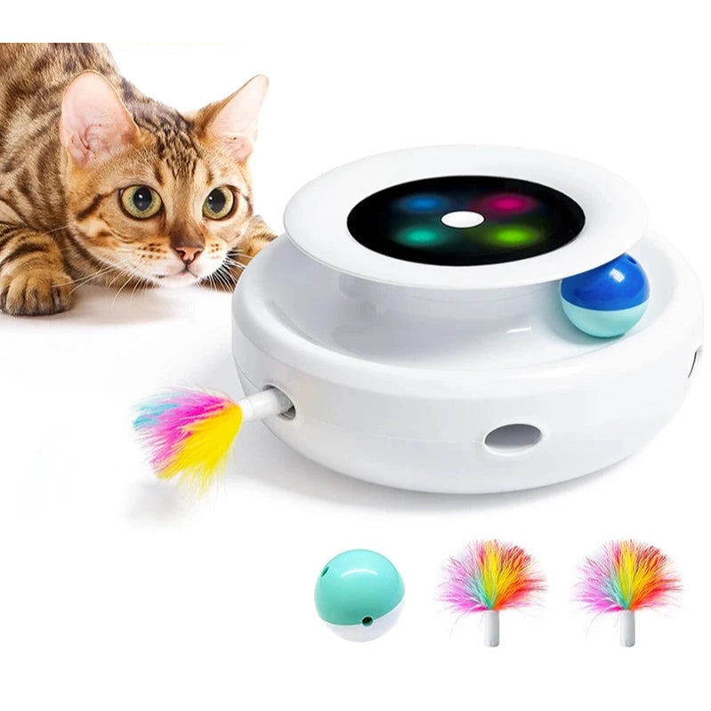 Automatic Interactive Cat Toy – 2-in-1 Feather Teaser & Fun Ball