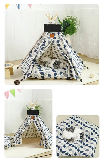 Pet Teepee Tent for Cats and Dogs - Portable Removable Washable